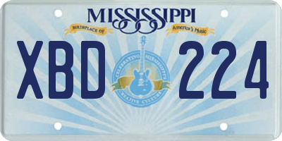 MS license plate XBD224