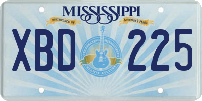 MS license plate XBD225
