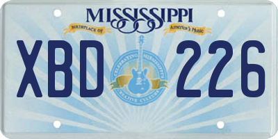 MS license plate XBD226