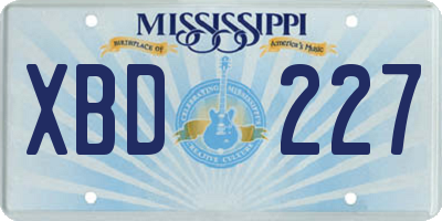 MS license plate XBD227