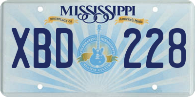 MS license plate XBD228