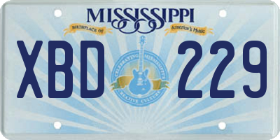 MS license plate XBD229