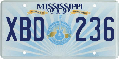 MS license plate XBD236