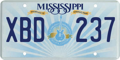 MS license plate XBD237