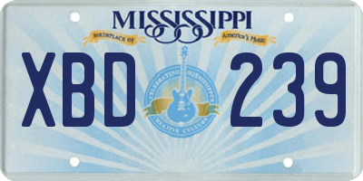 MS license plate XBD239