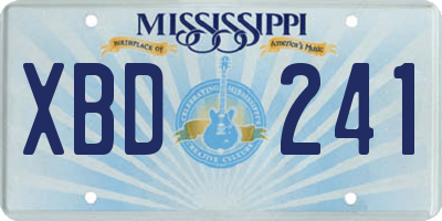 MS license plate XBD241