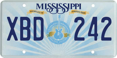 MS license plate XBD242