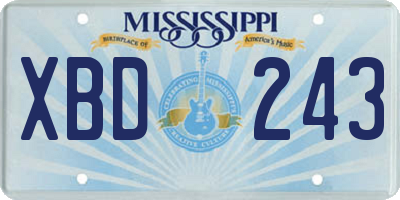 MS license plate XBD243