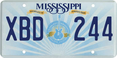 MS license plate XBD244