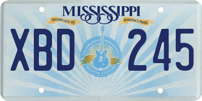 MS license plate XBD245