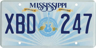 MS license plate XBD247