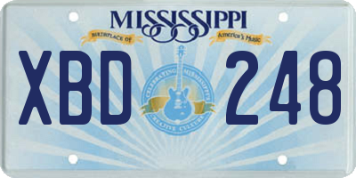 MS license plate XBD248