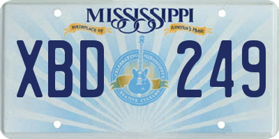 MS license plate XBD249
