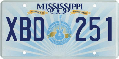 MS license plate XBD251