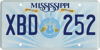 MS license plate XBD252