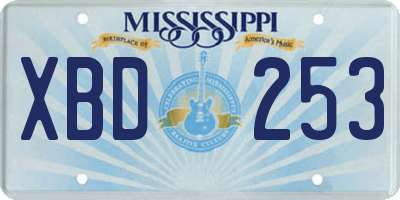 MS license plate XBD253