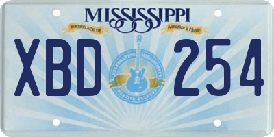 MS license plate XBD254