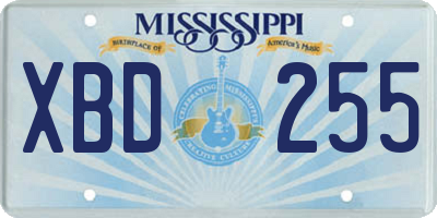 MS license plate XBD255