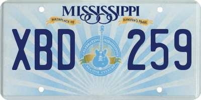 MS license plate XBD259