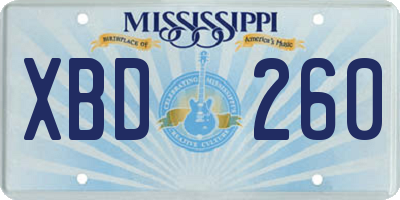 MS license plate XBD260
