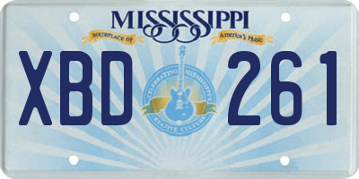 MS license plate XBD261