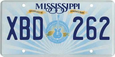MS license plate XBD262