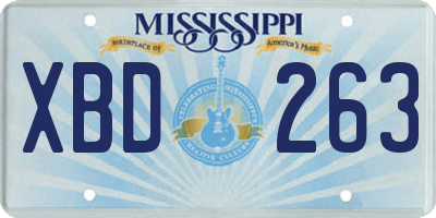 MS license plate XBD263