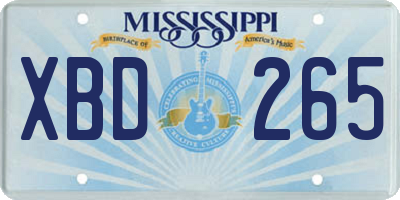 MS license plate XBD265