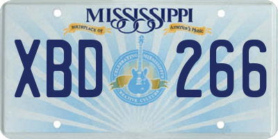 MS license plate XBD266