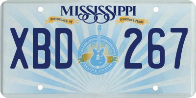 MS license plate XBD267