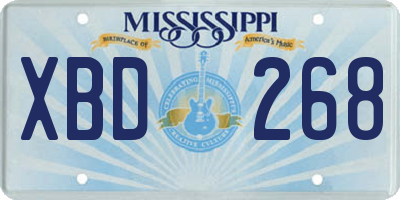 MS license plate XBD268