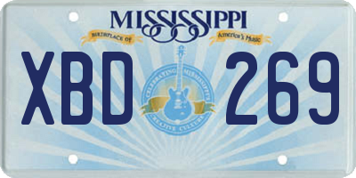 MS license plate XBD269