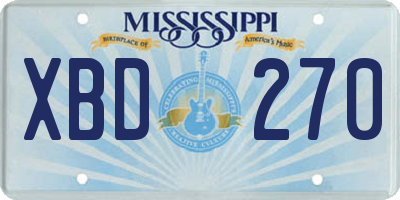 MS license plate XBD270