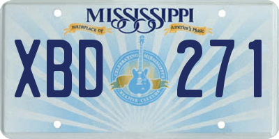 MS license plate XBD271