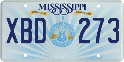 MS license plate XBD273
