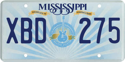 MS license plate XBD275