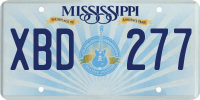 MS license plate XBD277