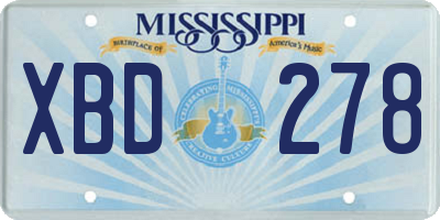 MS license plate XBD278