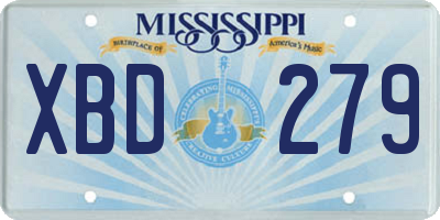 MS license plate XBD279