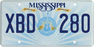 MS license plate XBD280