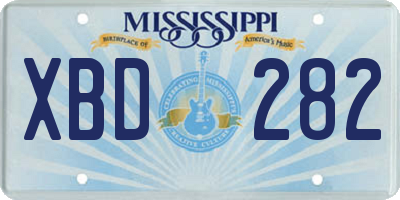 MS license plate XBD282