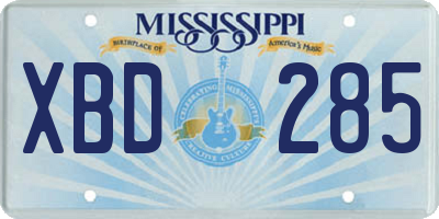MS license plate XBD285