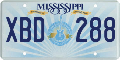 MS license plate XBD288