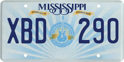 MS license plate XBD290