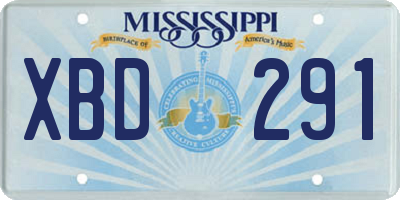 MS license plate XBD291