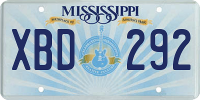 MS license plate XBD292