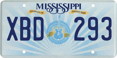 MS license plate XBD293