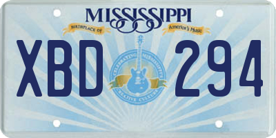 MS license plate XBD294