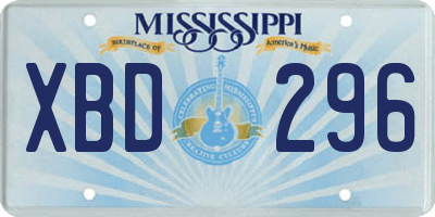 MS license plate XBD296