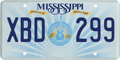 MS license plate XBD299